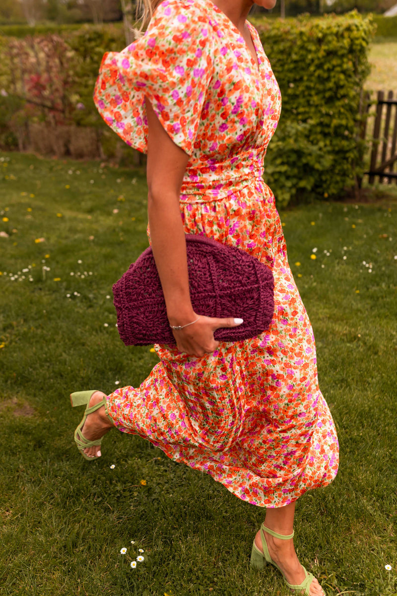 Robe Shilow - orange à fleurs