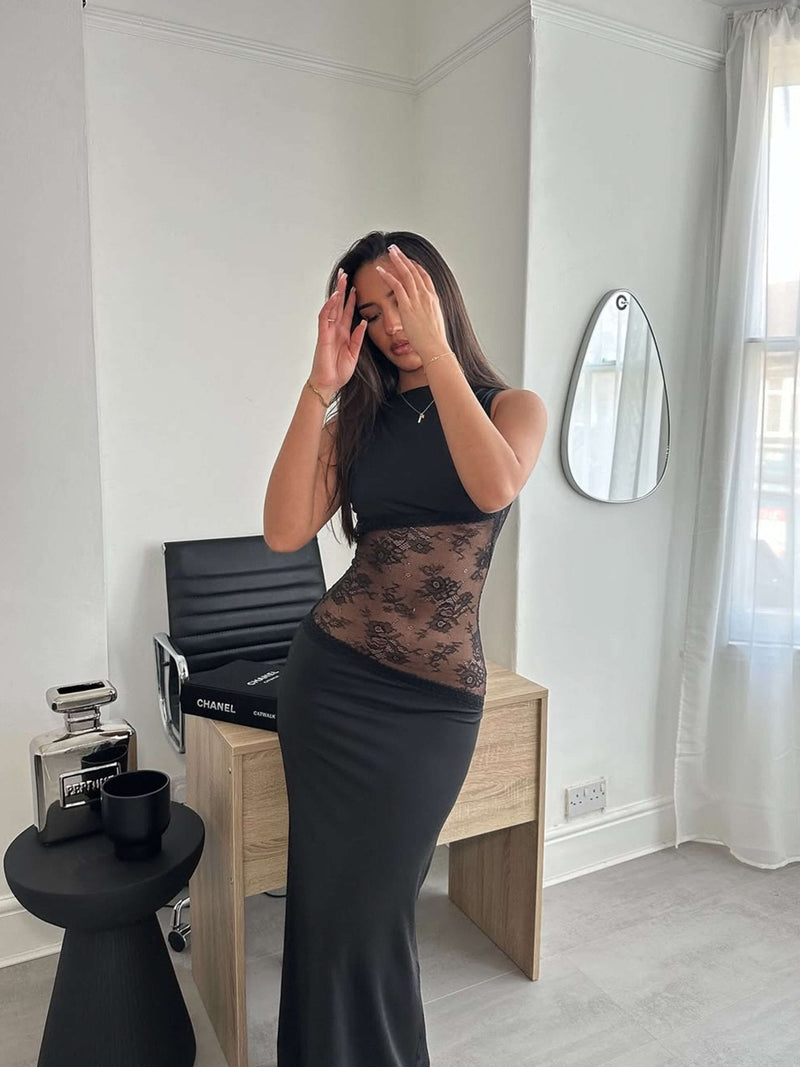 Robe longue Nieve avec détails en dentelle