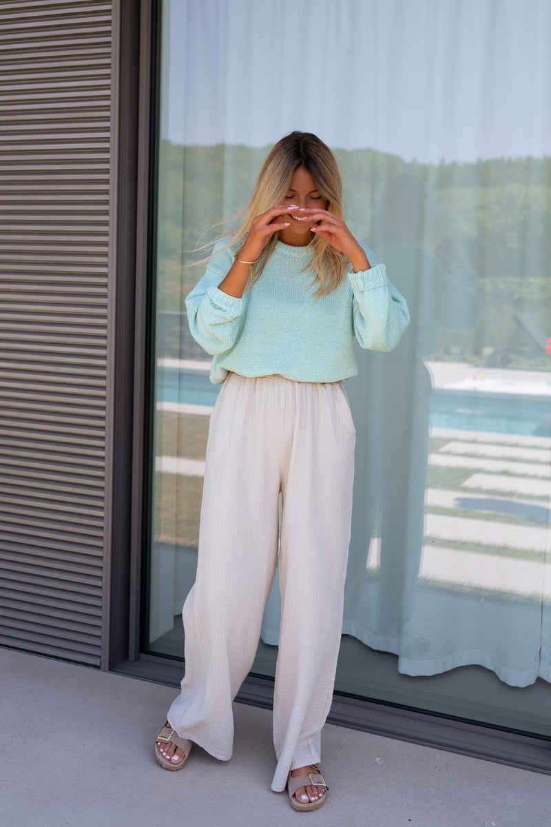 Pantalon Shiva - beige en gaze de coton