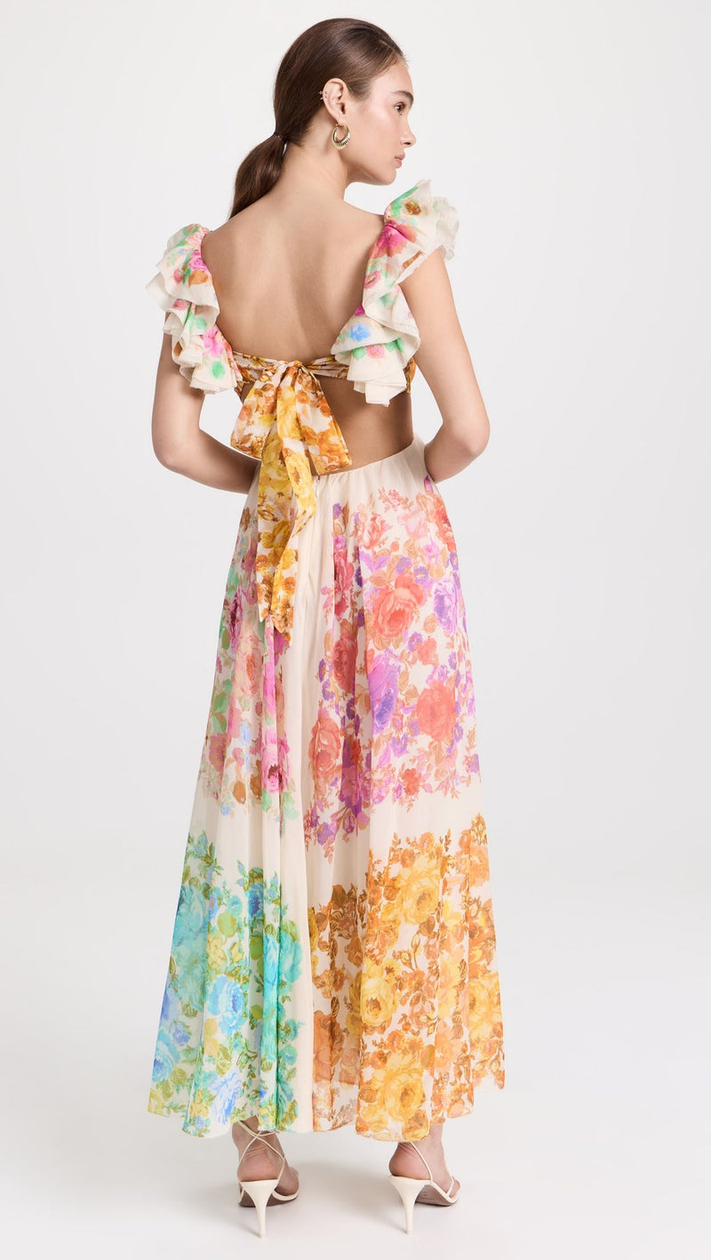 CHLOE | Robe midi à épaules volantées