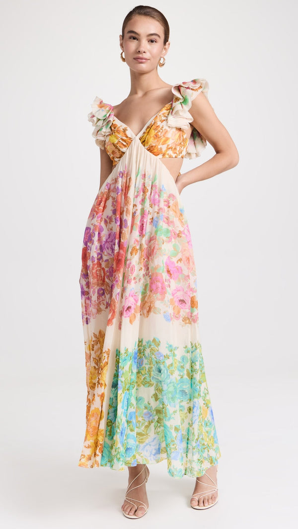 CHLOE | Robe midi à épaules volantées