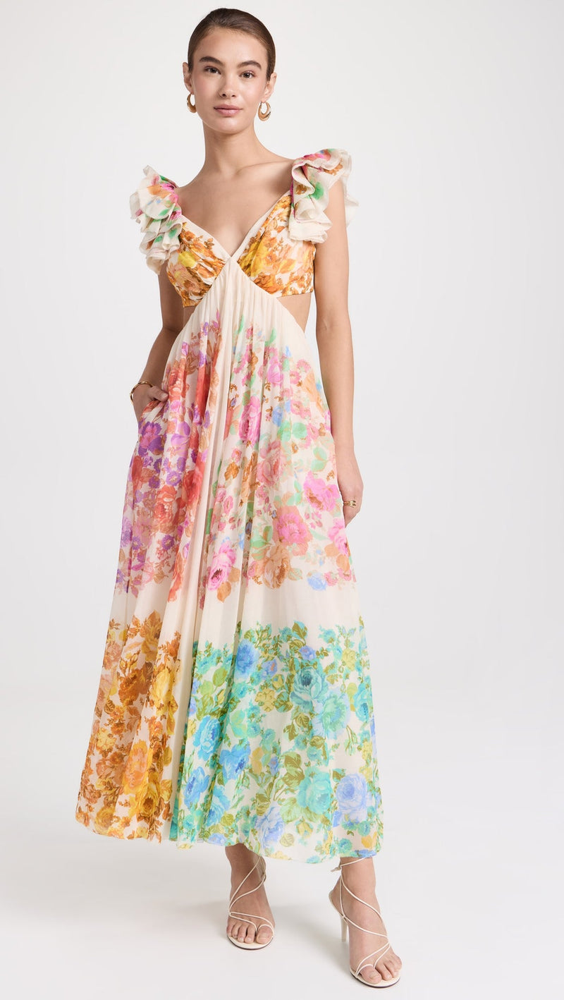 CHLOE | Robe midi à épaules volantées