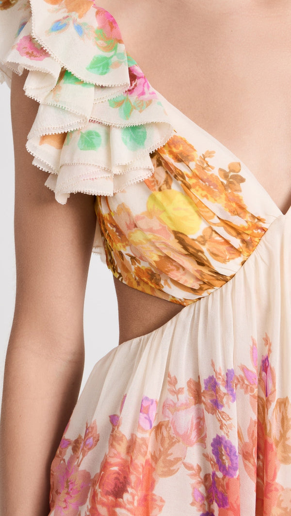 CHLOE | Robe midi à épaules volantées